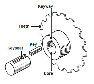 71-1550B16LGH Sprocket Kit, 16 Tooth, 1" Bore, 1/4" Keyway (50B16X1)