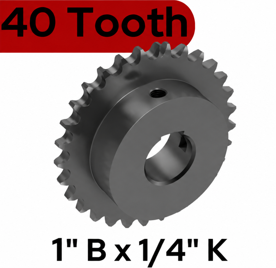 Included Sprocket, Rolling Door, 50B40, 1" Bore x 1/4" Key, w/ SS