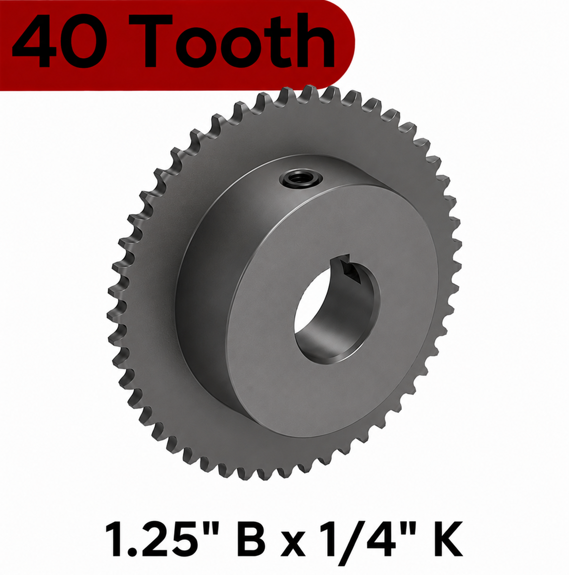 Included Sprocket, Rolling Door, 50B40, 1.25" Bore x 1/4" Key, w/ SS