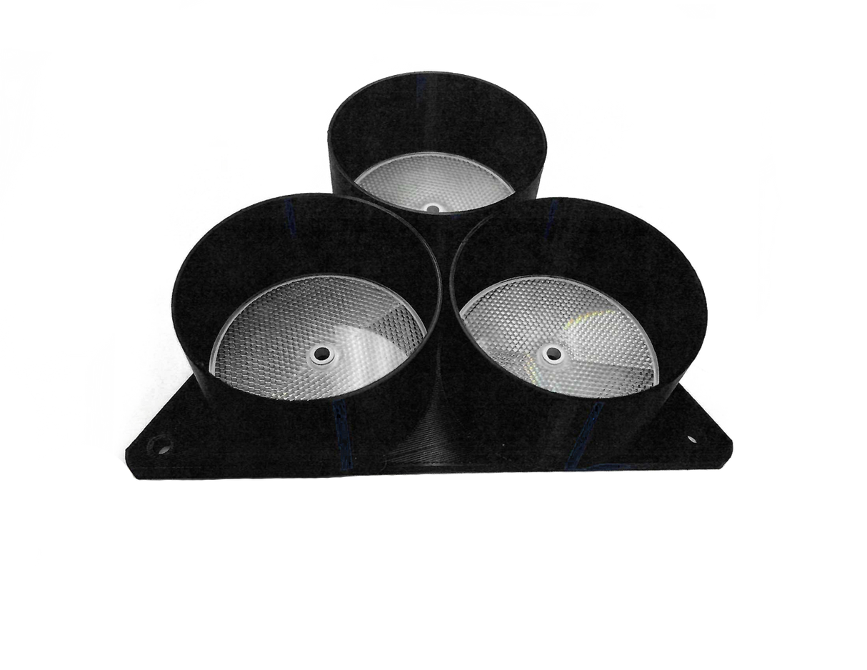 AP-RCL-3-B - Black 3 reflector assembly 9"X1/4" PVC Mount Triangle with 2" x 3.25" Weather Shields