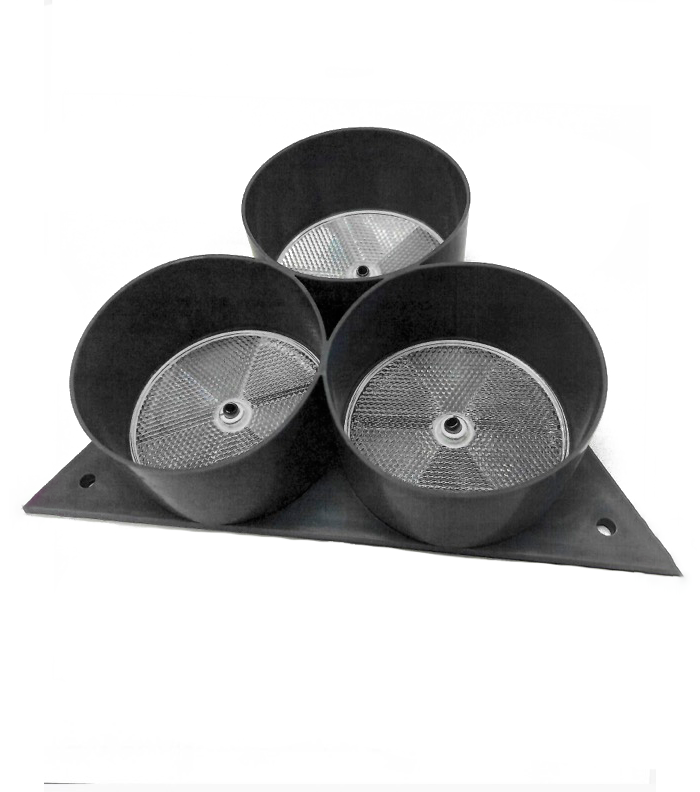 AP-RCL-3-G - Gray 3 Reflector Assembly 9"X1/4" PVC Mount Triangle with 2" X 3.25 Weather shields
