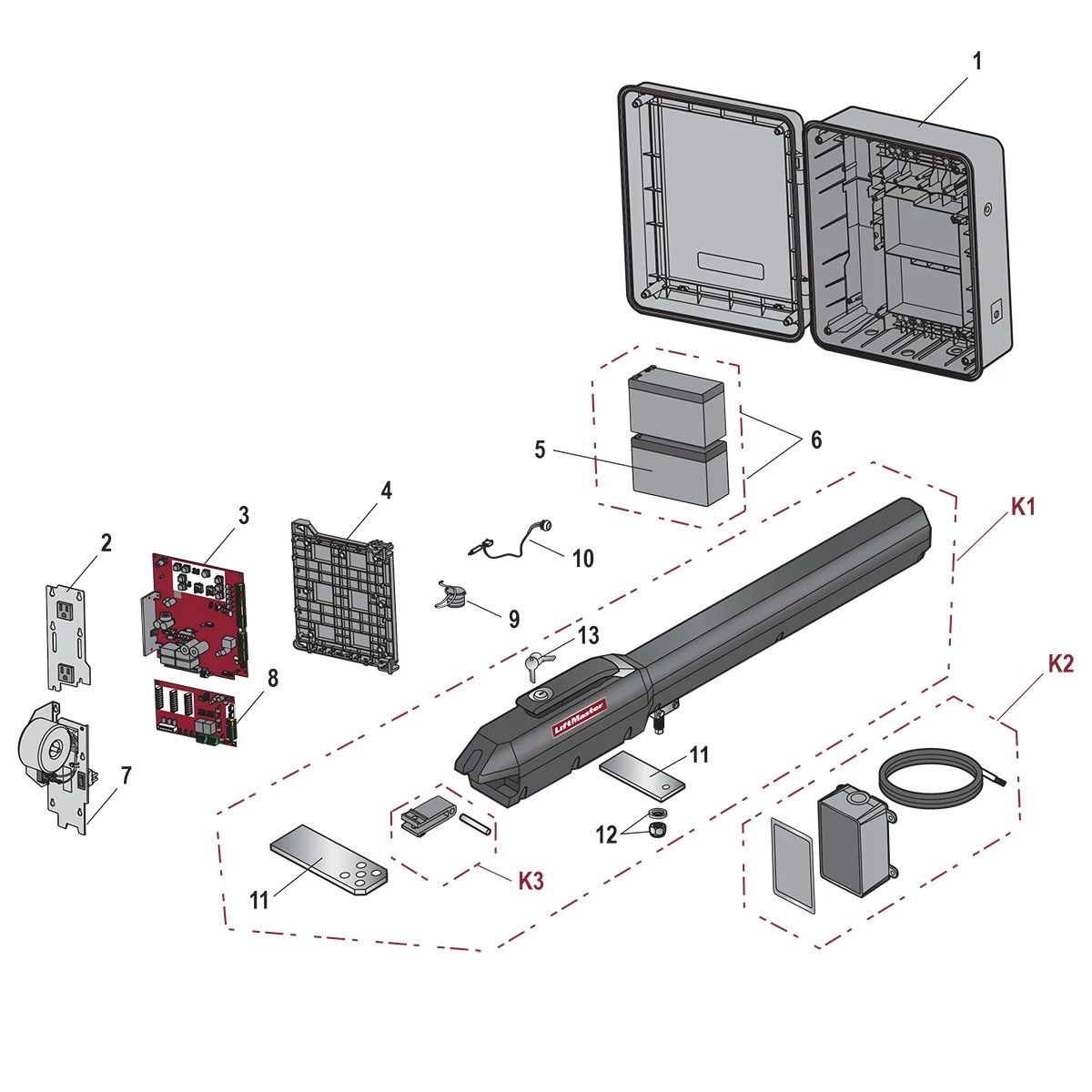 LA500PKGULMC Residential & Commercial Swing Gate Opener Single Arm Package