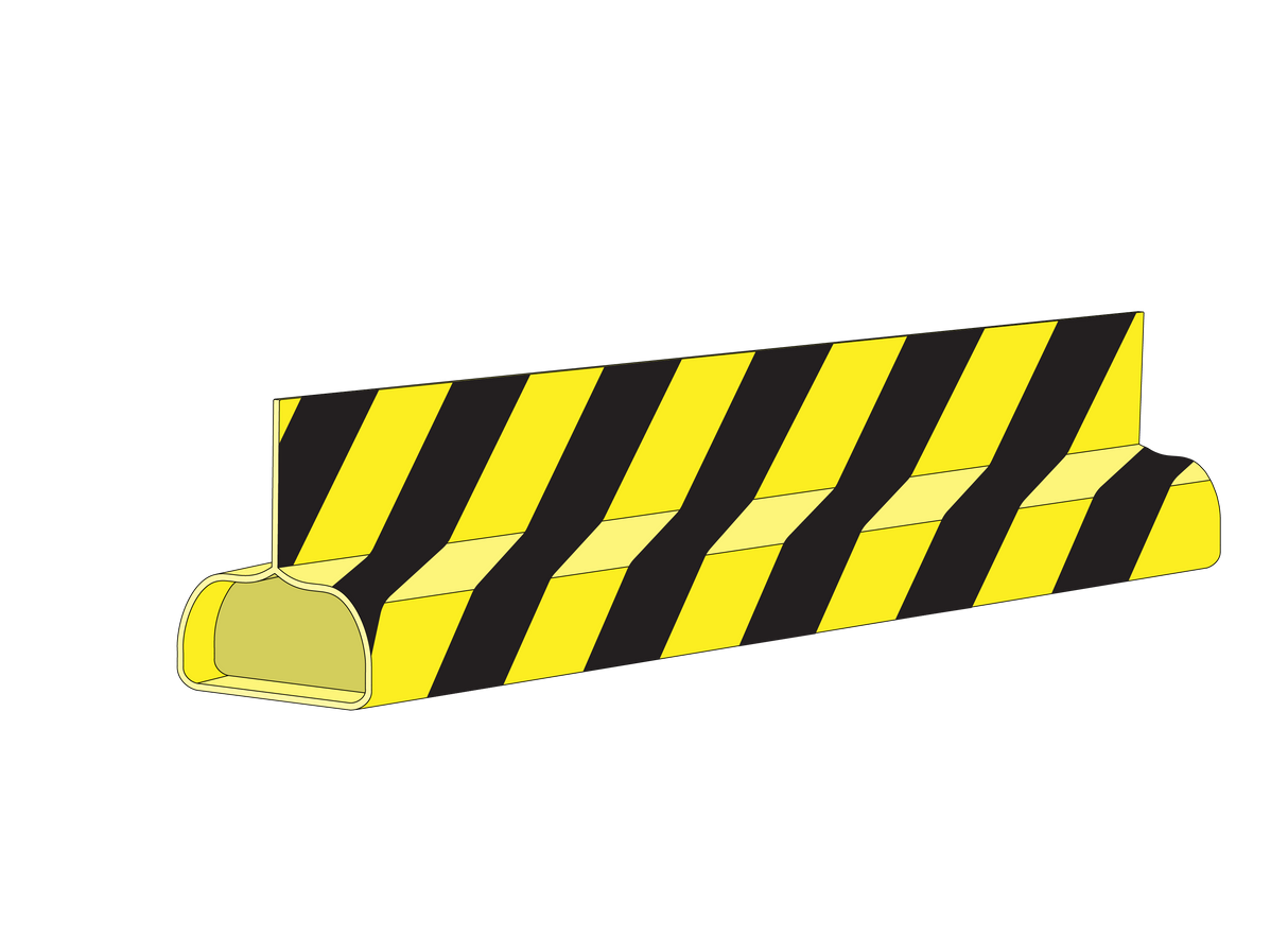 MT21-P-YE/BK Pneumatic Non-Monitored Sensing Edge for Rolling Steel and Rolling Shutter Door Applications, 2”W x 1”H (Yellow/Black Stripe)