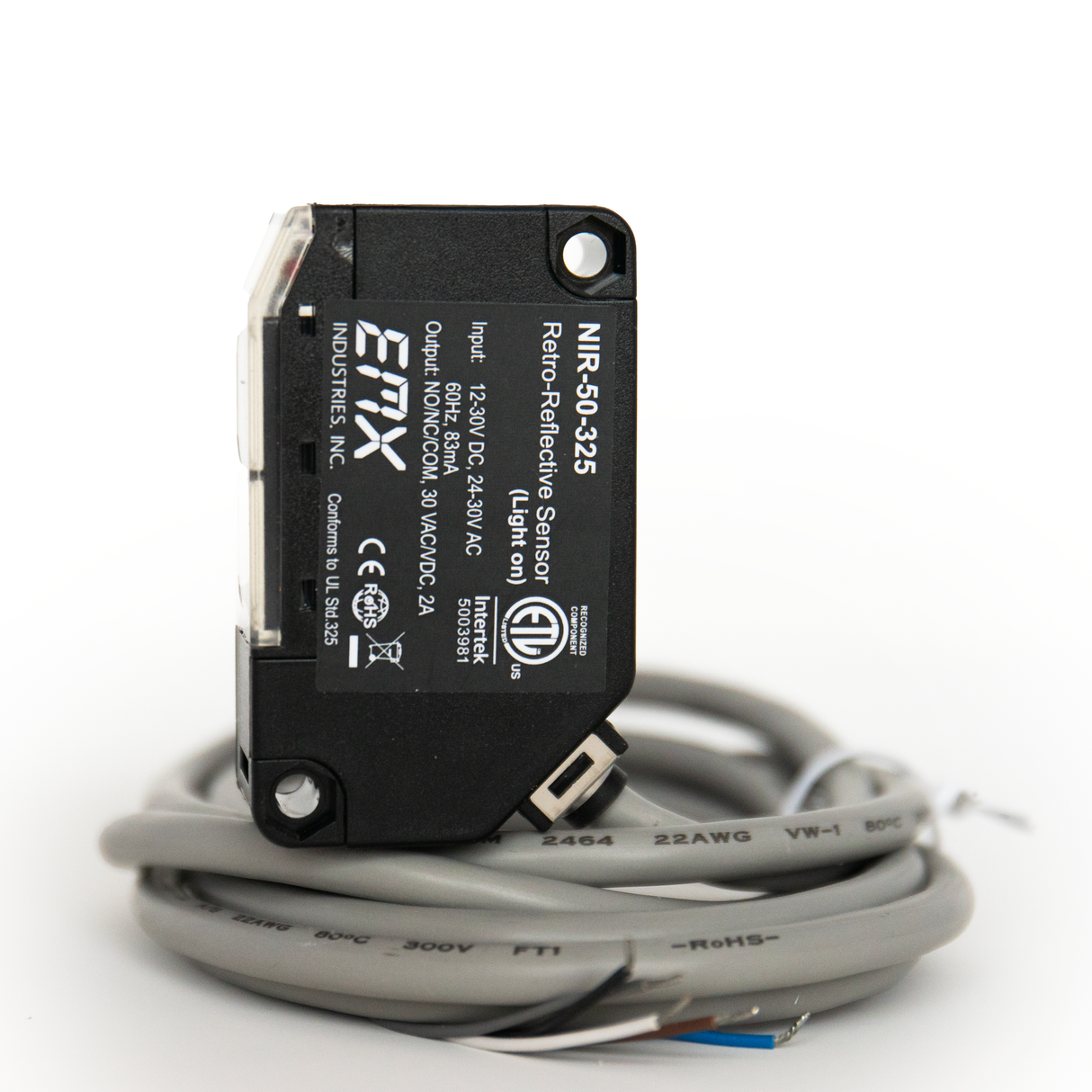 EMX-5255-K - NIR-50-325 Kit W/Sensor & Reflector Hood UL325 Nc / 10K Across N.O. Contact Retroreflective Photoeye Kit