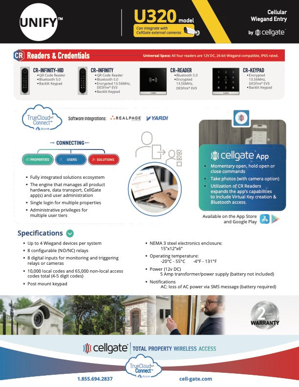 AAXX-LTE-ATT Unify U320 4 Door Controller With Optional Integrated Cameras AT&T