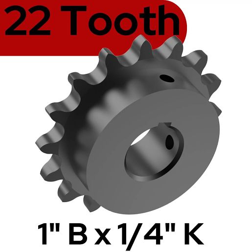 71-1550B22LGH Sprocket Kit, 22 Tooth, 1" Bore, 1/4" Keyway (50B22X1)