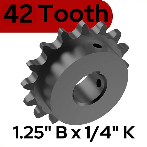 71-1550B42QGH Sprocket Kit, 42 Tooth, 1.25" Bore x 1/4" Keyway 50 Chain
