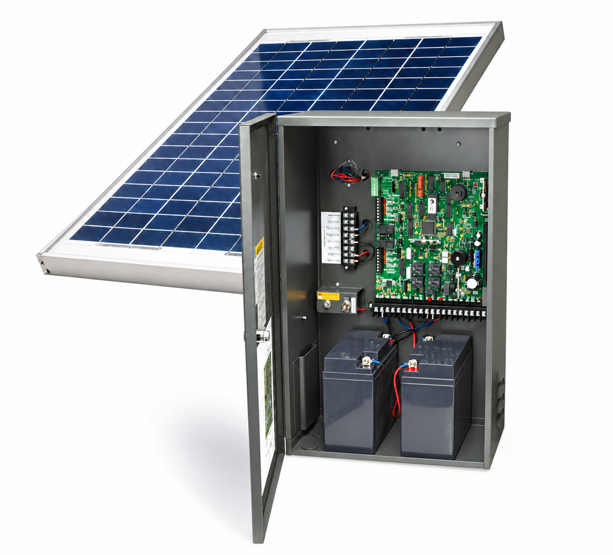 2000-070 Solar Panel Kit: (2) 18Ah Batteries, (1) Solar Panel, (1) Bracket