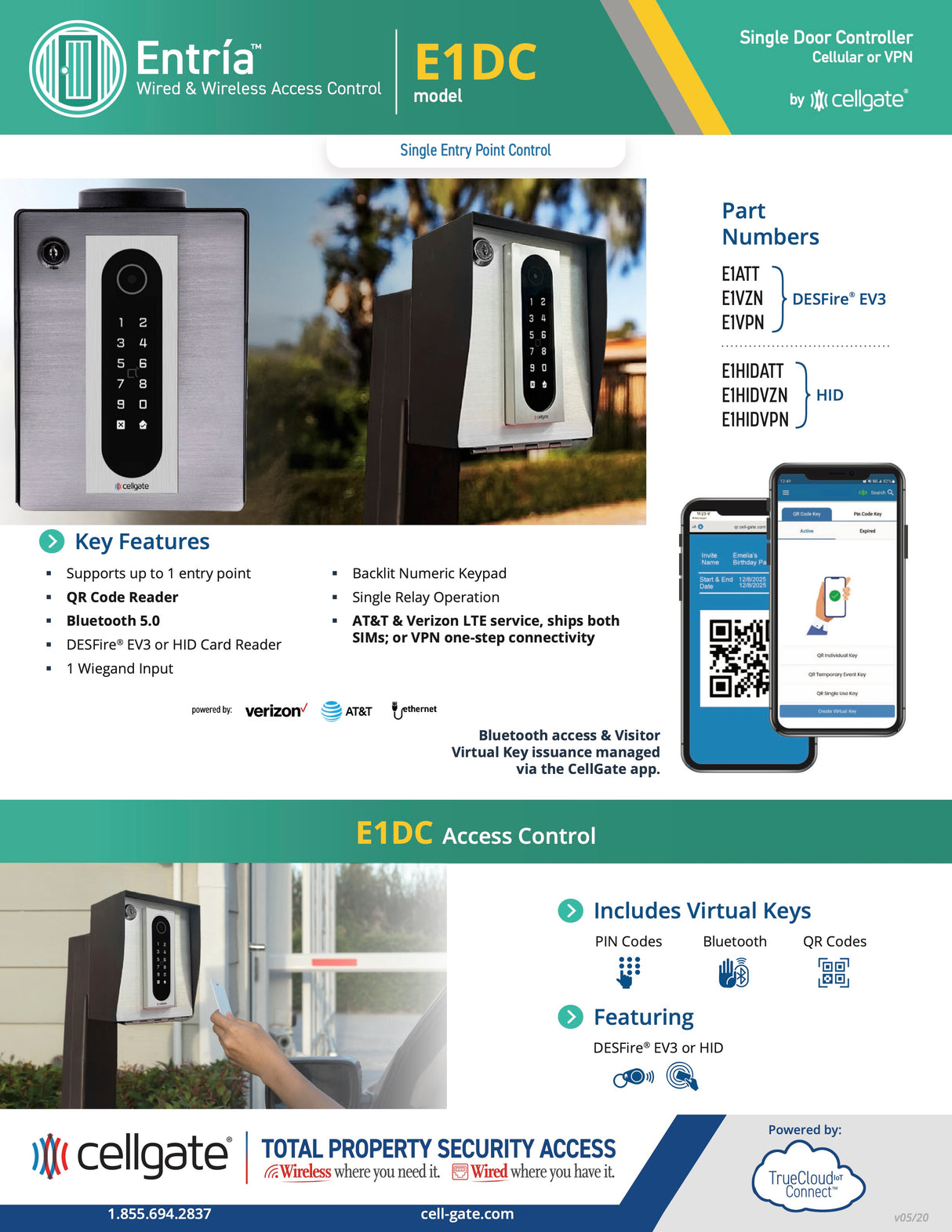 E1VZN Entría Single Door Controller Enclosed - Verizon
