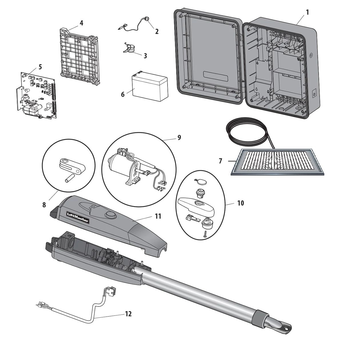LA412XL20W Residential Solar Swing Gate Opener 24VDC Solar Package w/ Extra Large MetalControl Box