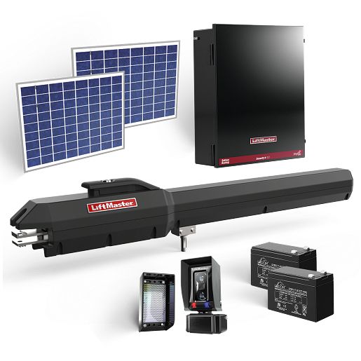 LA500XL20W Residential & Commercial Swing Gate Opener Single Arm Package w/ Extra Large Control Box Solar Package