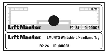 LMUNTG Dual Purpose RFID Tag Headlamp or Windshield Placement
