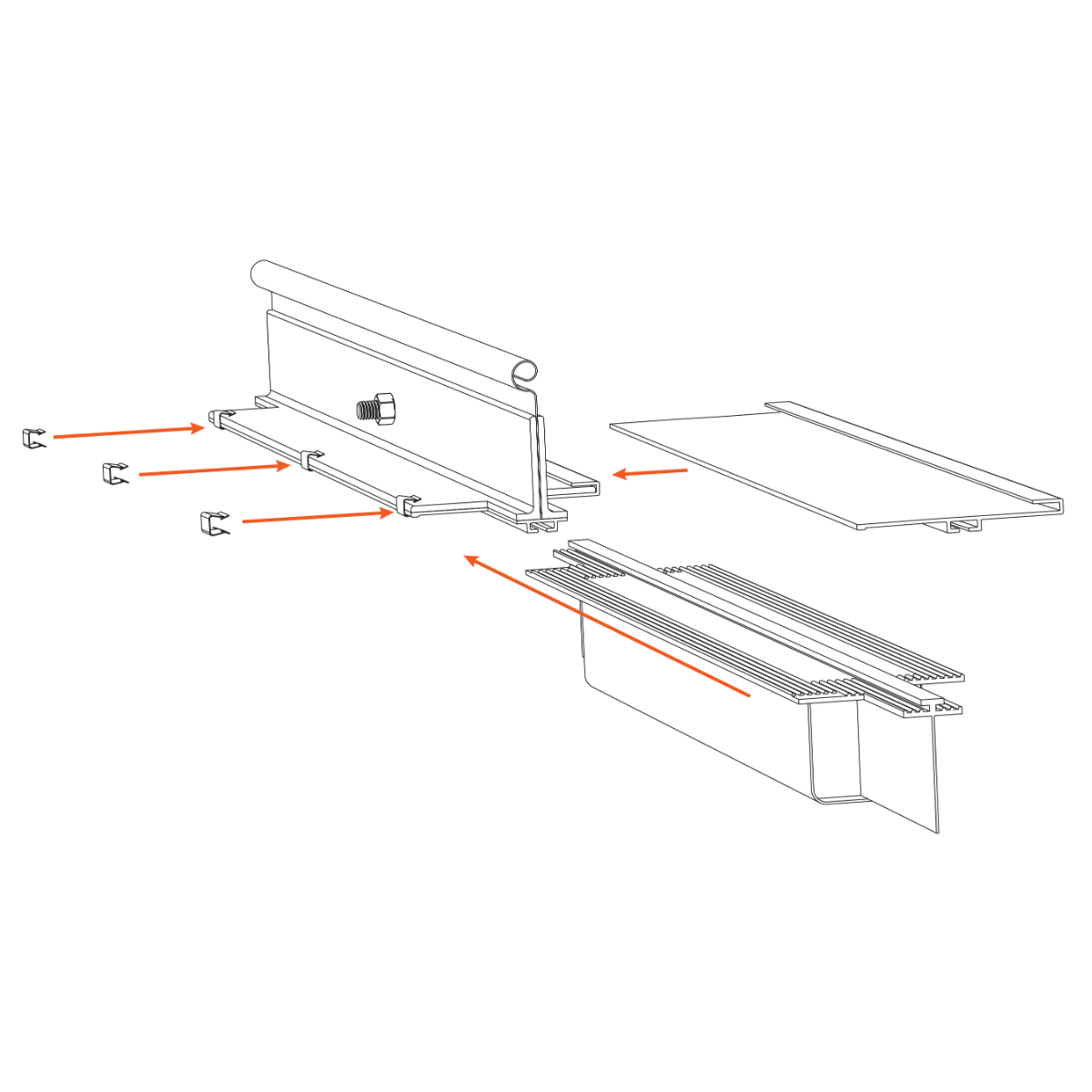 MC22-C7-K5 Mounting Channel Kit for 2" Double-Angle Bottom Bars for MC22 and MC271 Edges, 5-feet.