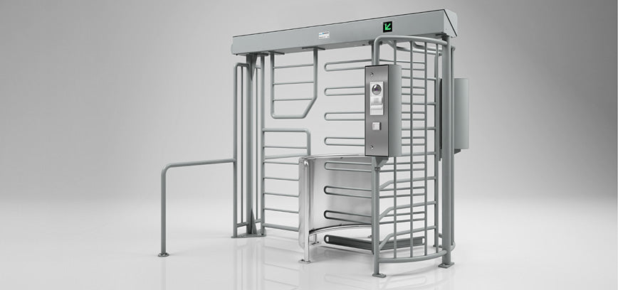 MPB-311A-C101 - MPB Full-Height Pedestrian Rotary Turnstile with Combination Motorized Bicycle Gate; 115 VOLT MODEL