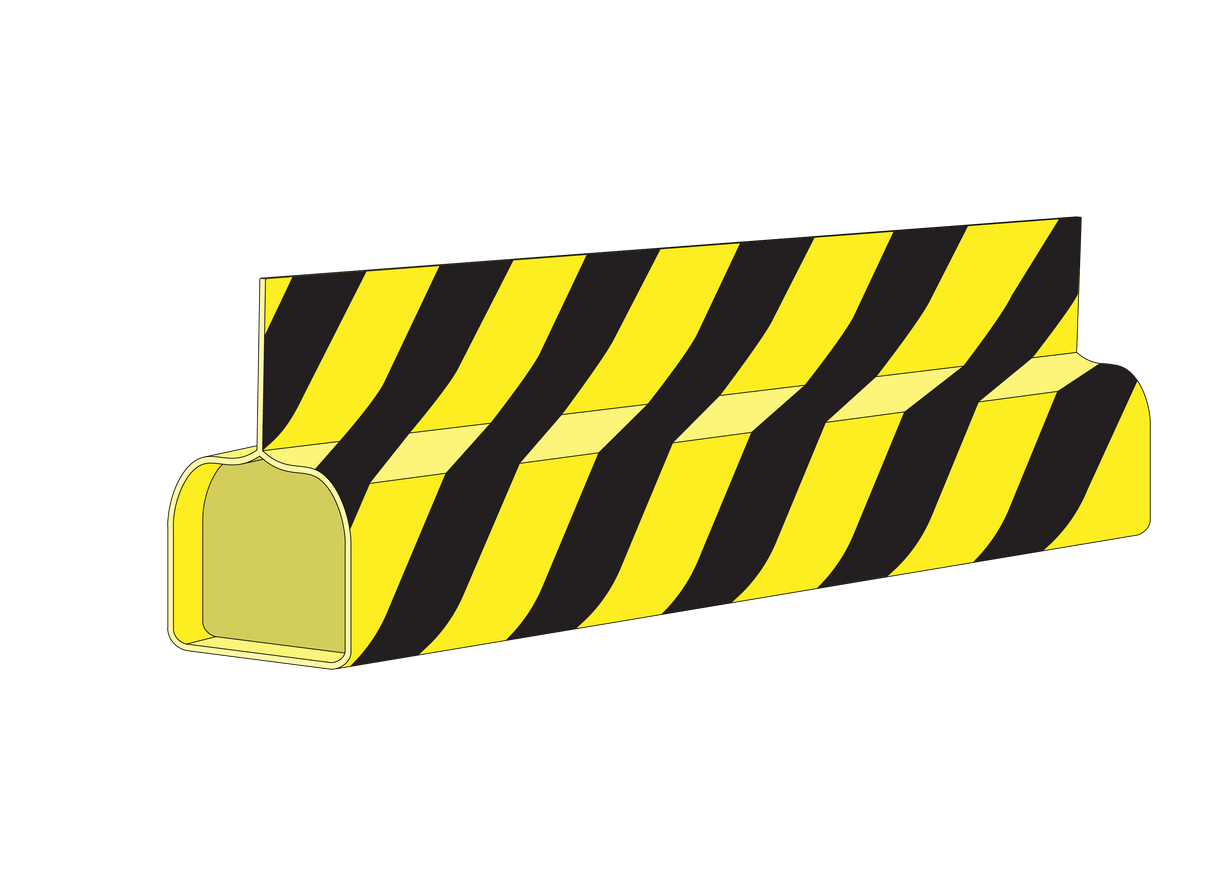 MT22-NM-YE/BK 2-Wire Non-Monitored Sensing Edge for Rolling Steel and Rolling Shutter Door Applications, 2”W x 2”H  (Yellow/Black Stripe)